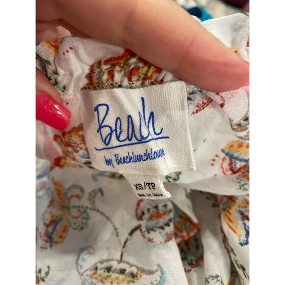 Beach By Beachlunchlounge Paisley Print Off-Shoulder Blouse Flared Sleeves Sz XS - Picture 6 of 11